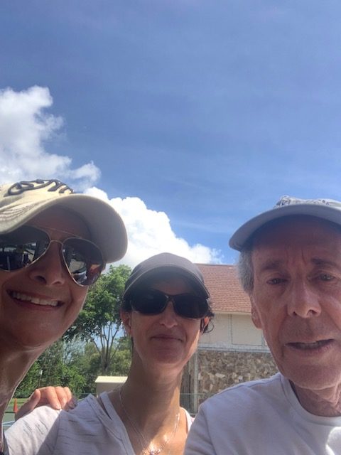 Rachel and Beverly with Bob after a private lesson on Bob's home court in Delray Beach