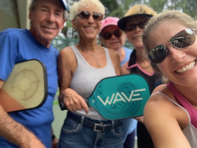Bob with Jodi, Mindy, Kellie, and Michelle after a beginners pickleball clinic in Delray Beach, FL