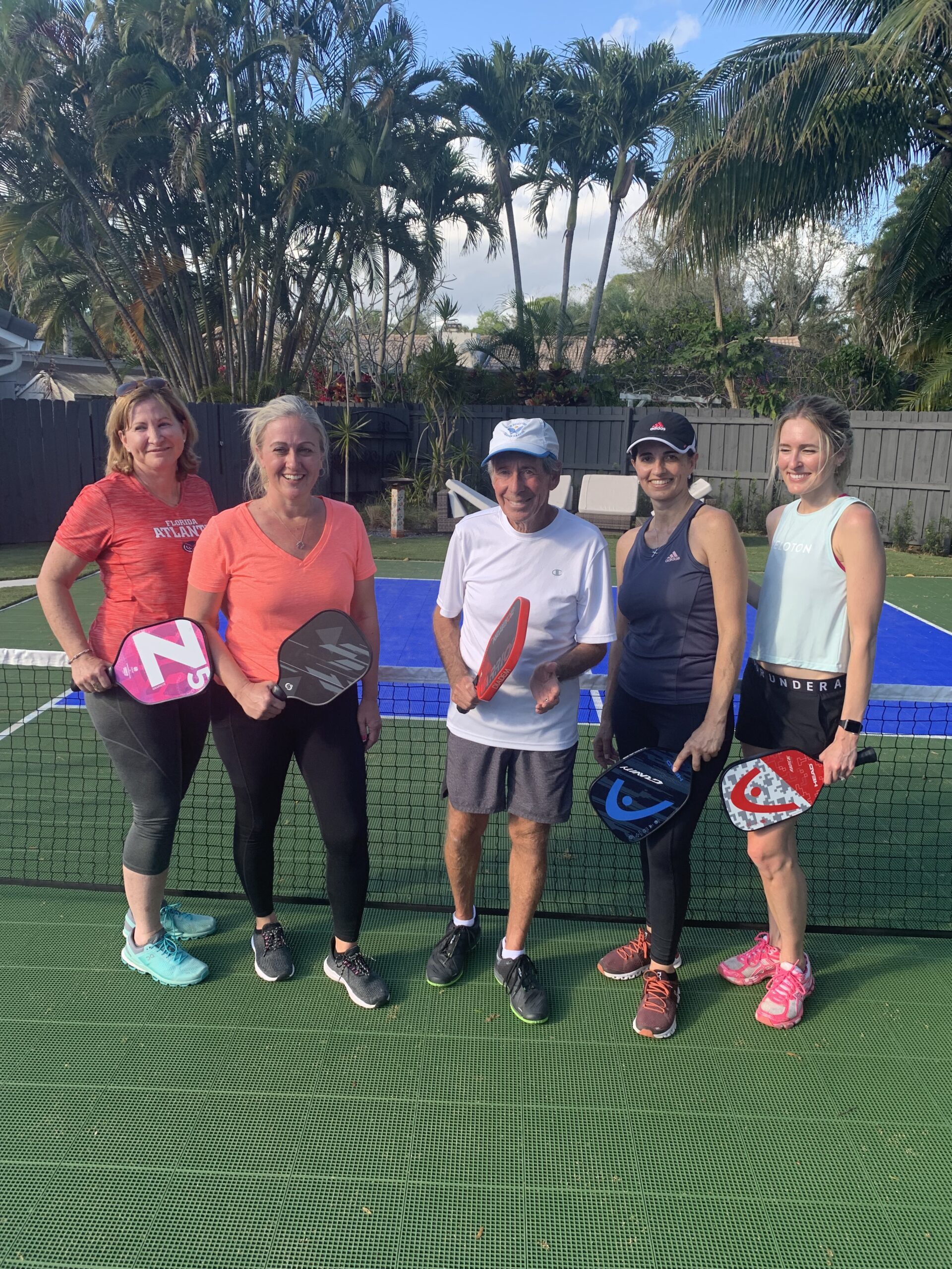 Bob with Susan, Nicole, Sarah, and Margarita after a pickleball lesson in Boca Raton, FL