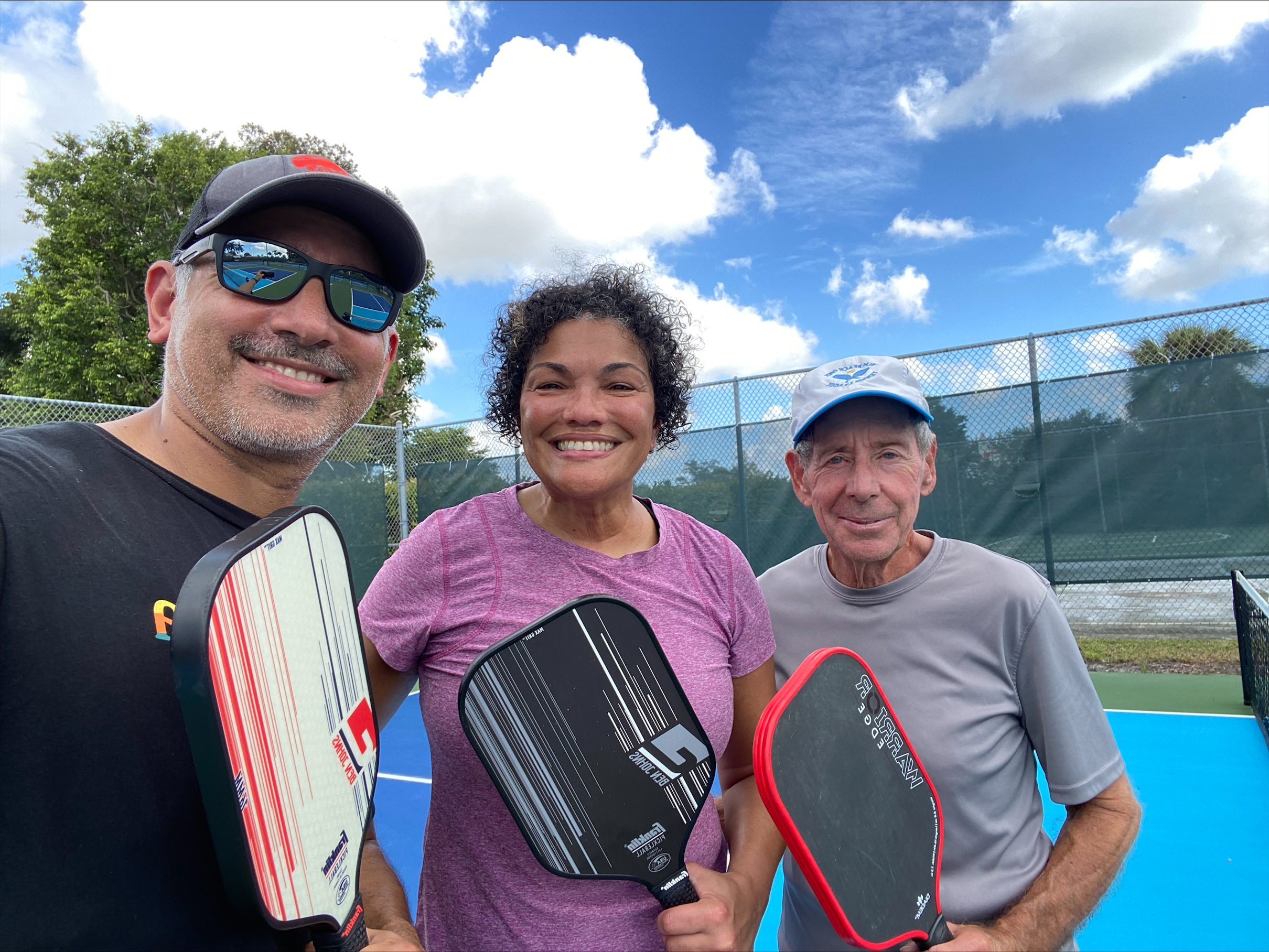 Bob with Jaime and Sandra after a pickleball lesson in Lake Worth, FL