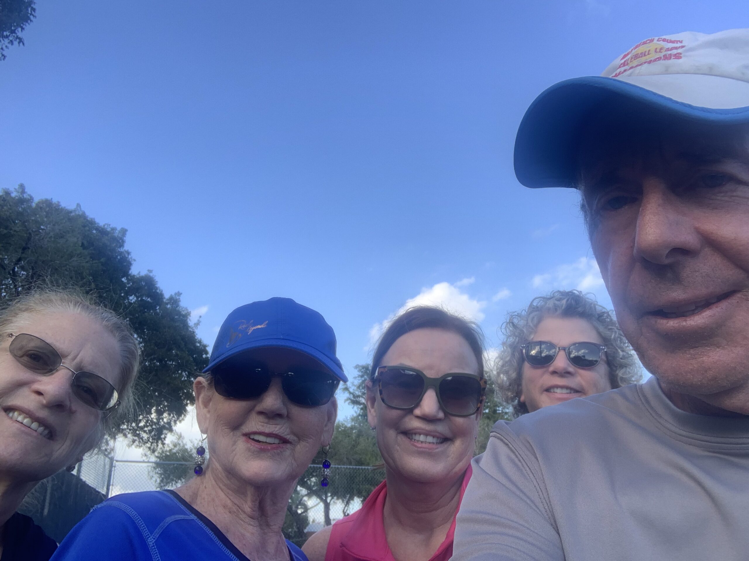 Bob with Beth, Sue, Suzanne, and Lori after a Beginners Pickleball Clinic in Delray Beach, FL