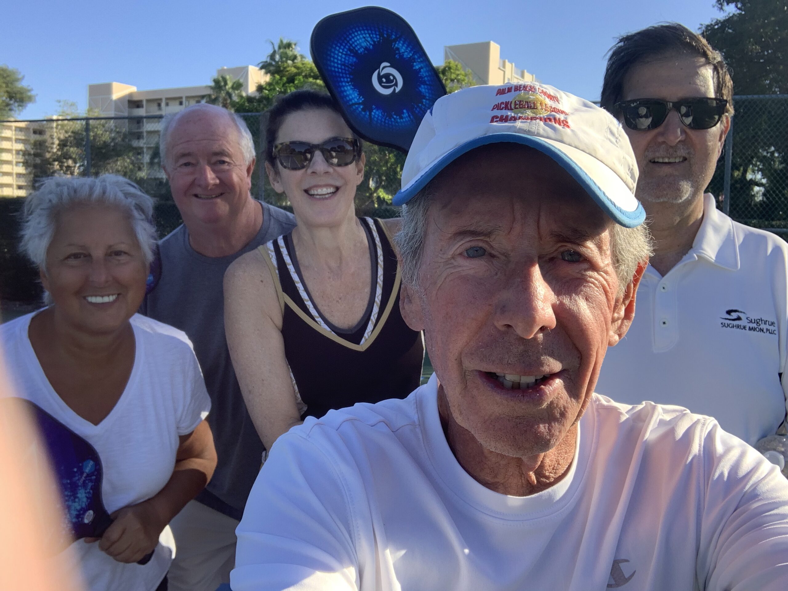 Bob with Rebecca, Bill, Stephanie, and Tom after a private pickleball lesson in Delray Beach, Florida