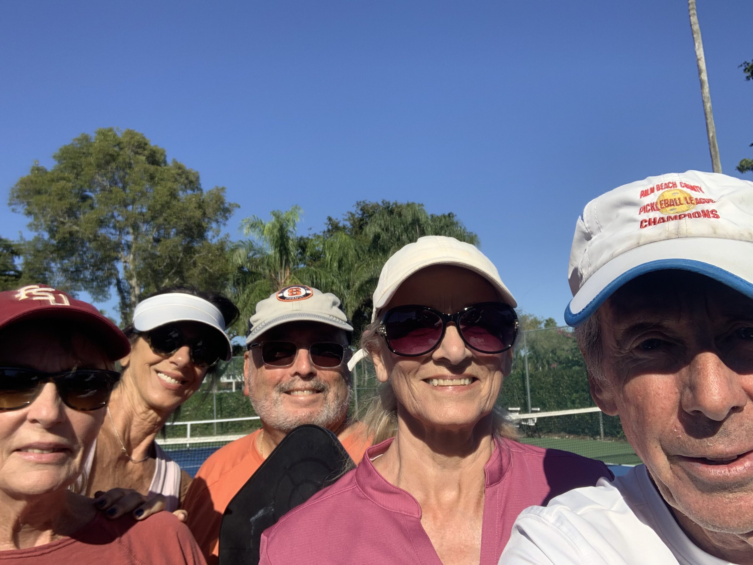 Bob with Randy, Lora, Francine, and Judy after a private pickleball lesson in Delray Beach, Florida