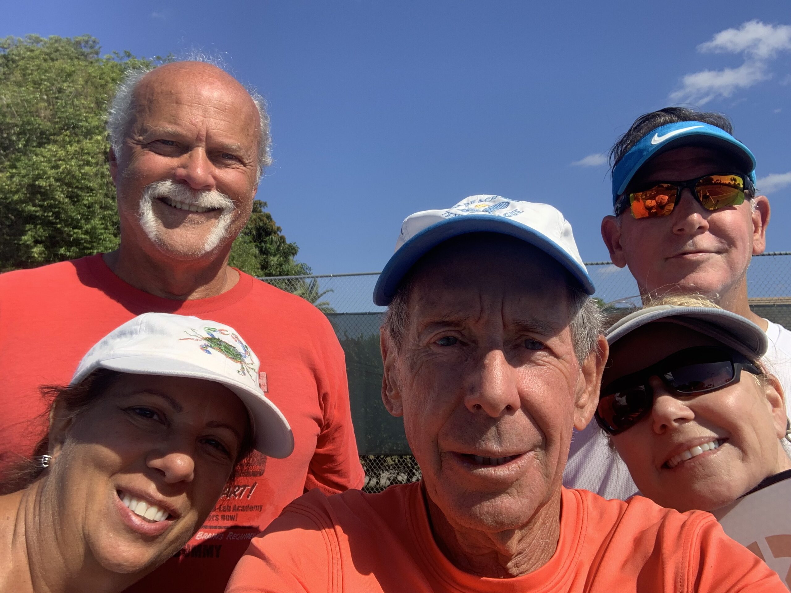 Bob with Rosemarie, Buddy, Nora, and Rick after a private pickleball lesson in Lake Worth, FL