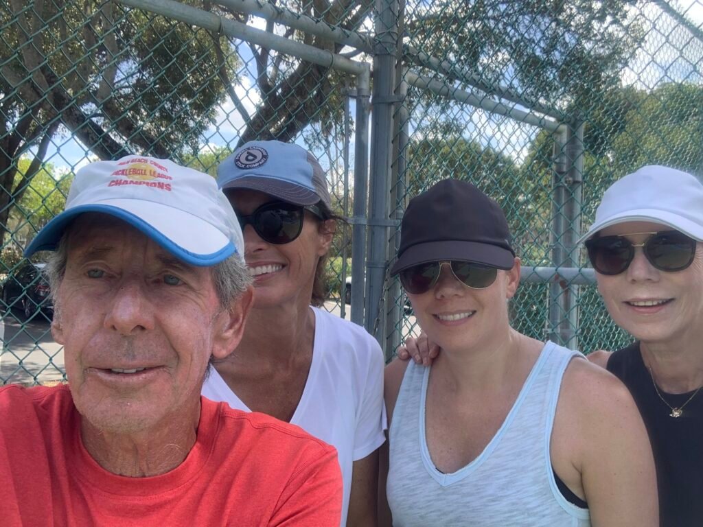 Bob with Jordan, Lisa, and Audry after a private pickleball lesson at Huntington Lakes in Delray Beach, FL
