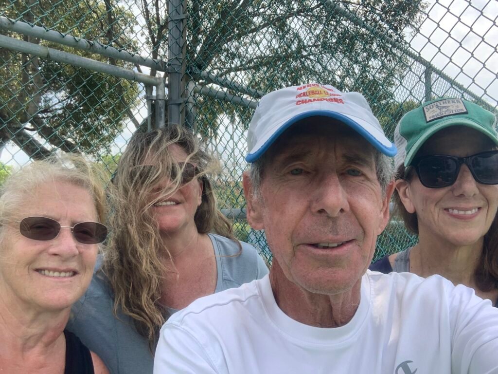 Bob with Suzanne, Lisa, and Lisa after an Advanced Beginners Pickleball Clinic in Delray Beach, FL