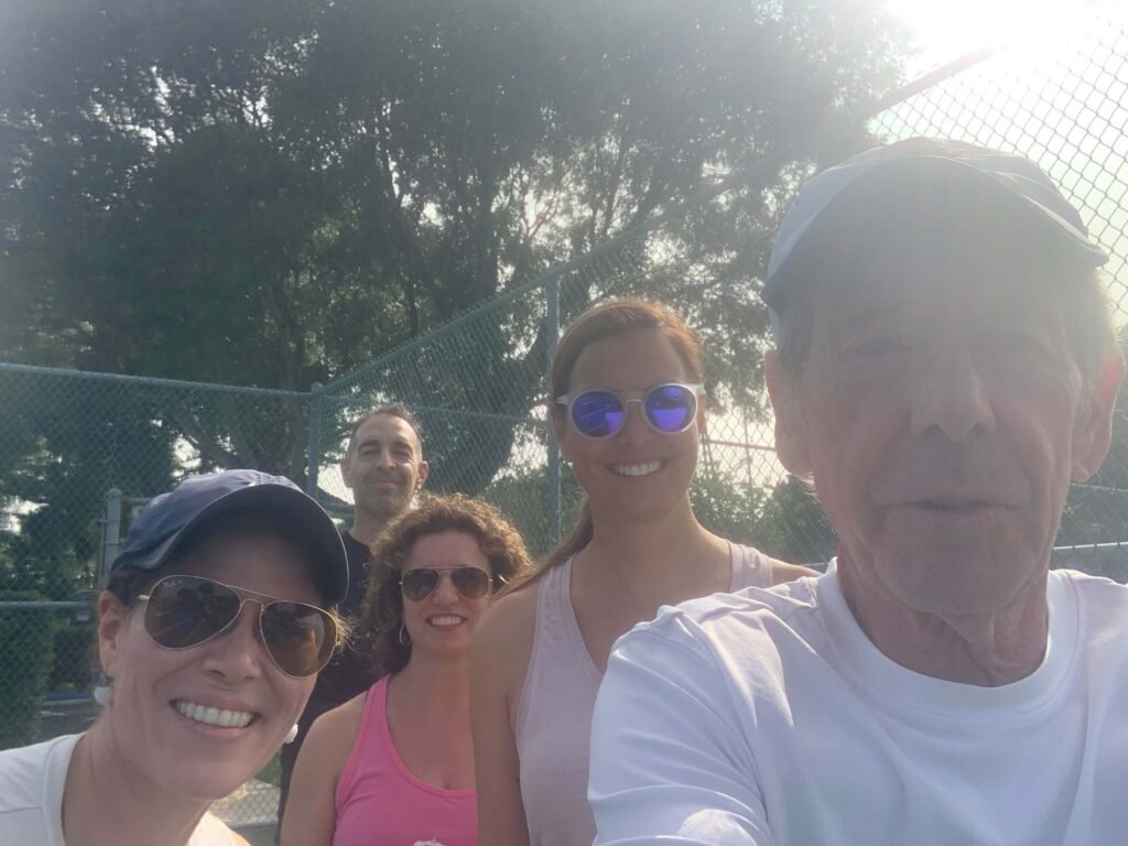 Bob Teaching a Beginners' Pickleball Clinic With Sarah, Keylla, Arthur, and Laura.