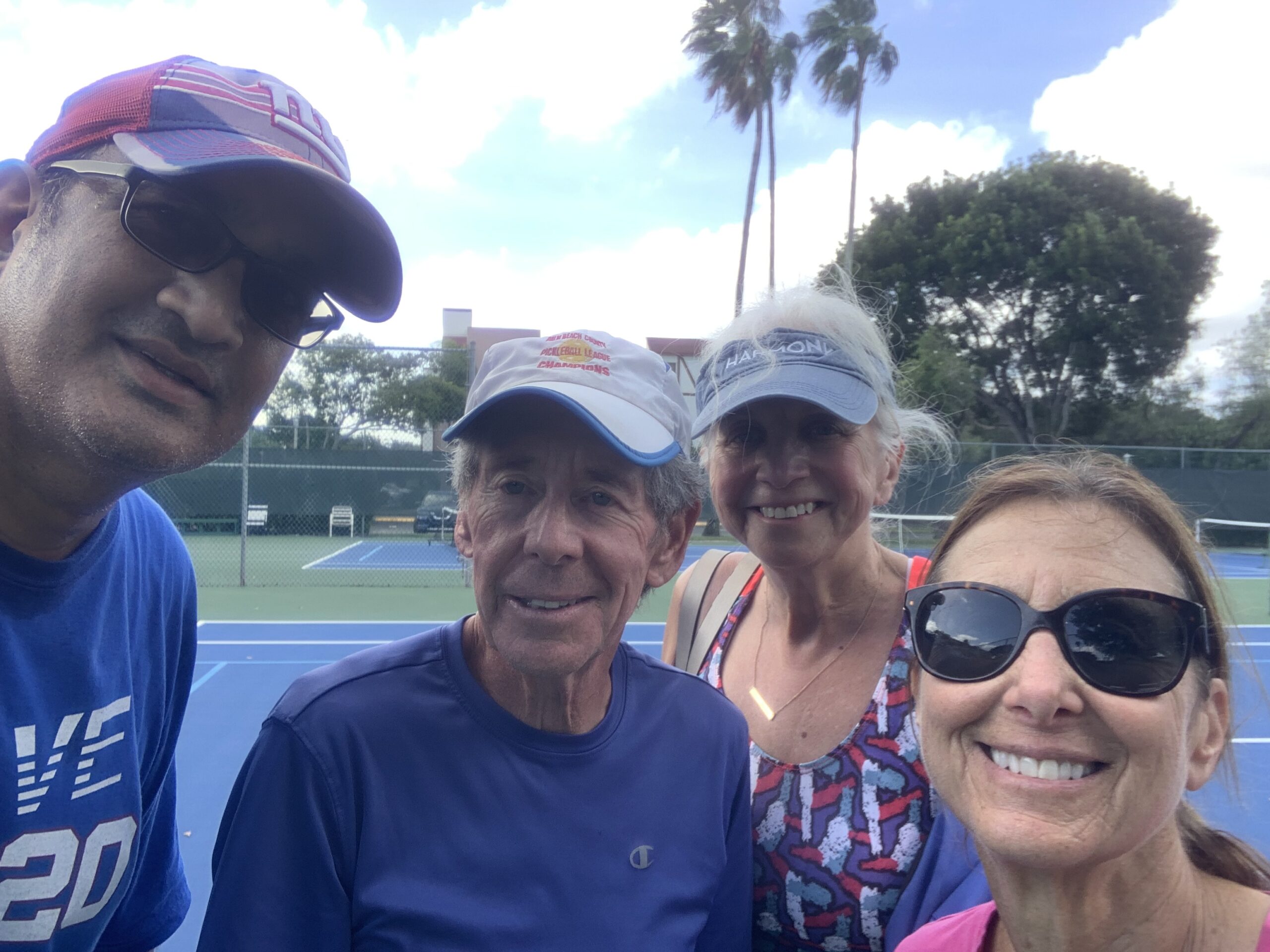 Bob With Mitch, Marcia, and Beverly After an Intermediate Pickleball Clinic in Delray Beach, Fl