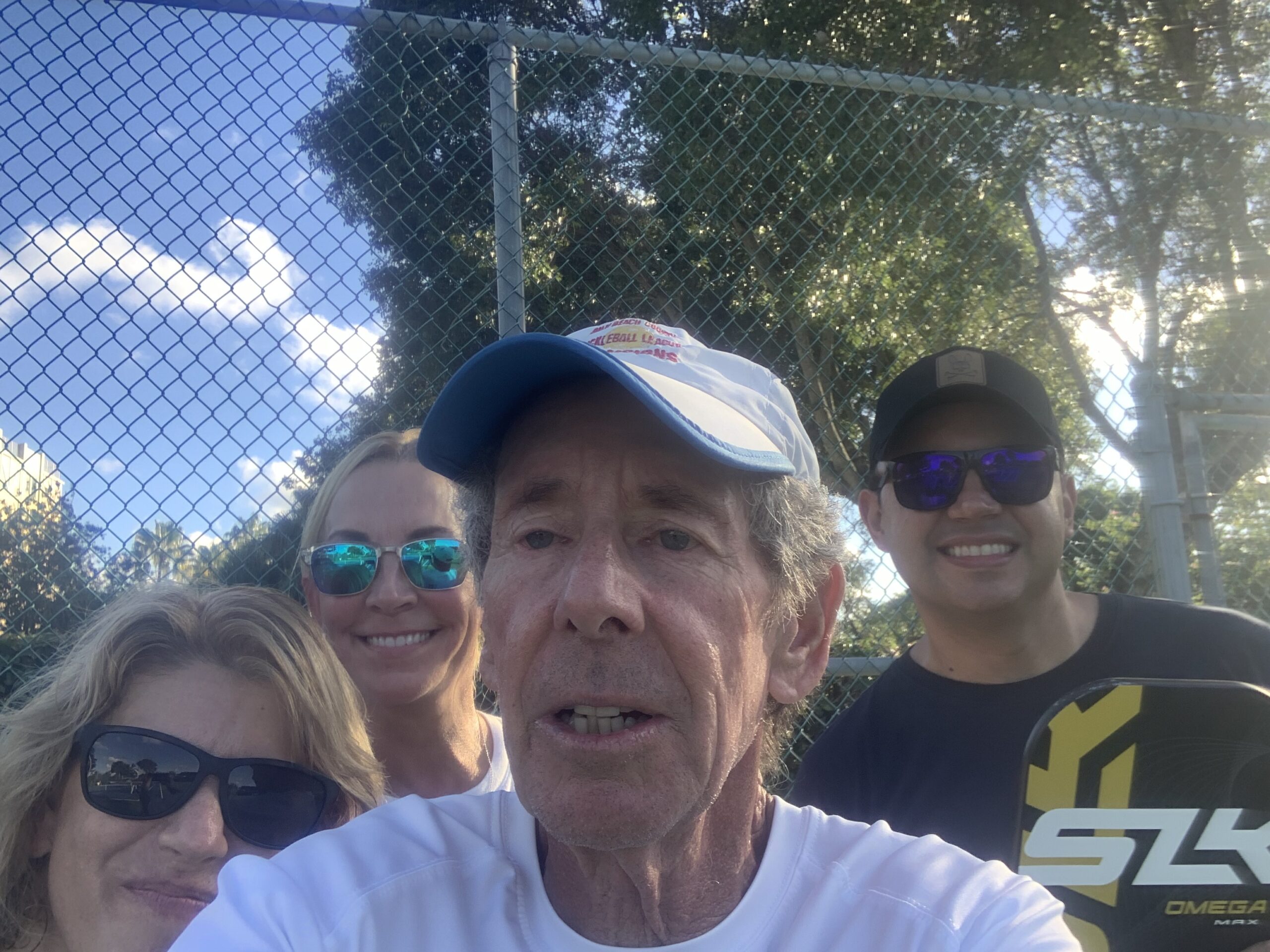 Bob with Cherie, Amy, and Frank after an Advanced Beginners Pickleball Clinic in Delray Beach, FL