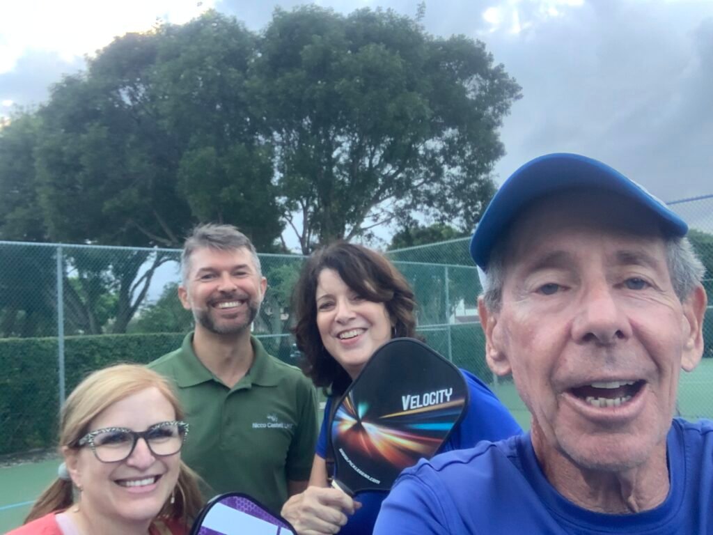 Bob With Lyle, Norma, Tim, and Lisa After a Beginners Pickleball Clinic in Delray Beach, Fl