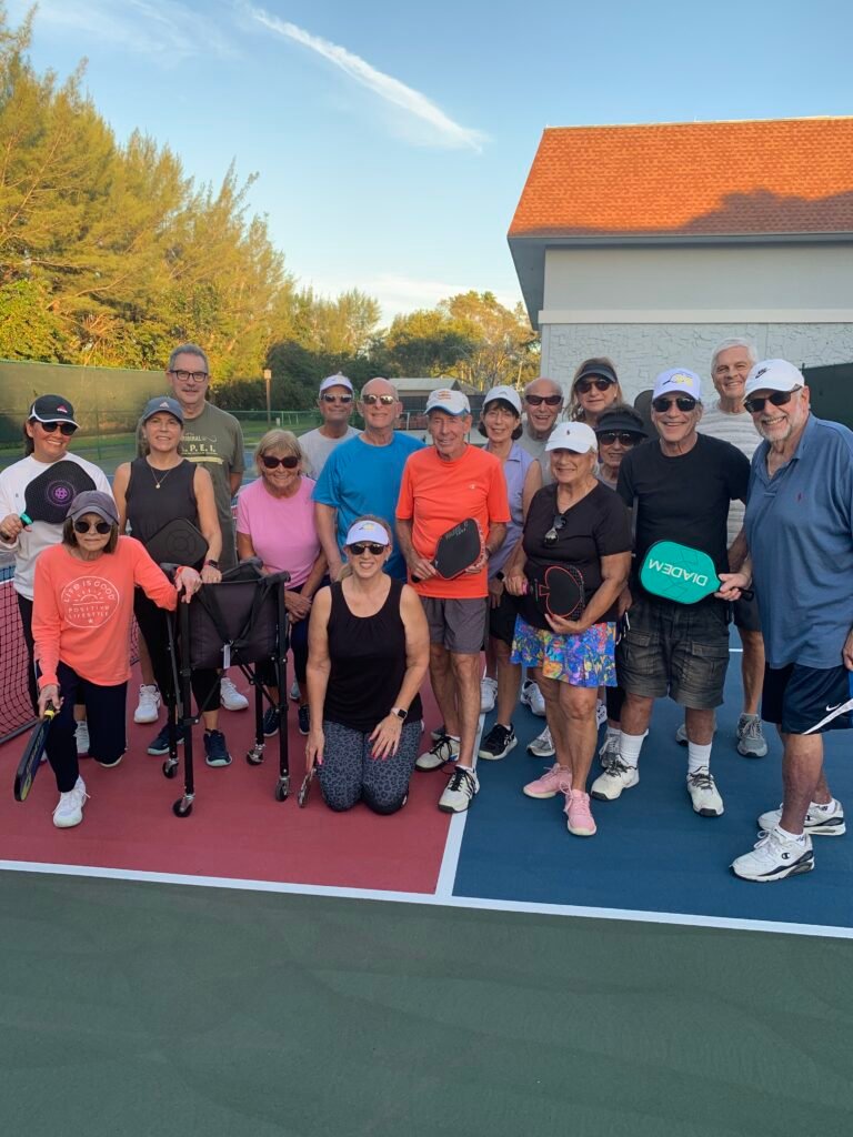 Bob Savar teaching an intermediate pickleball clinic in Delray Beach, Florida