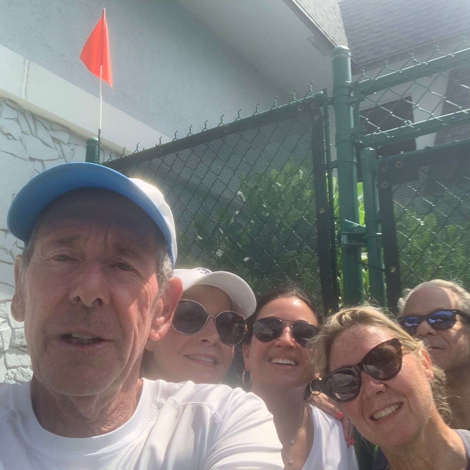 Michelle, Jeff, and Valerie with Bob after a pickleball lesson in Delray Beach, Florida