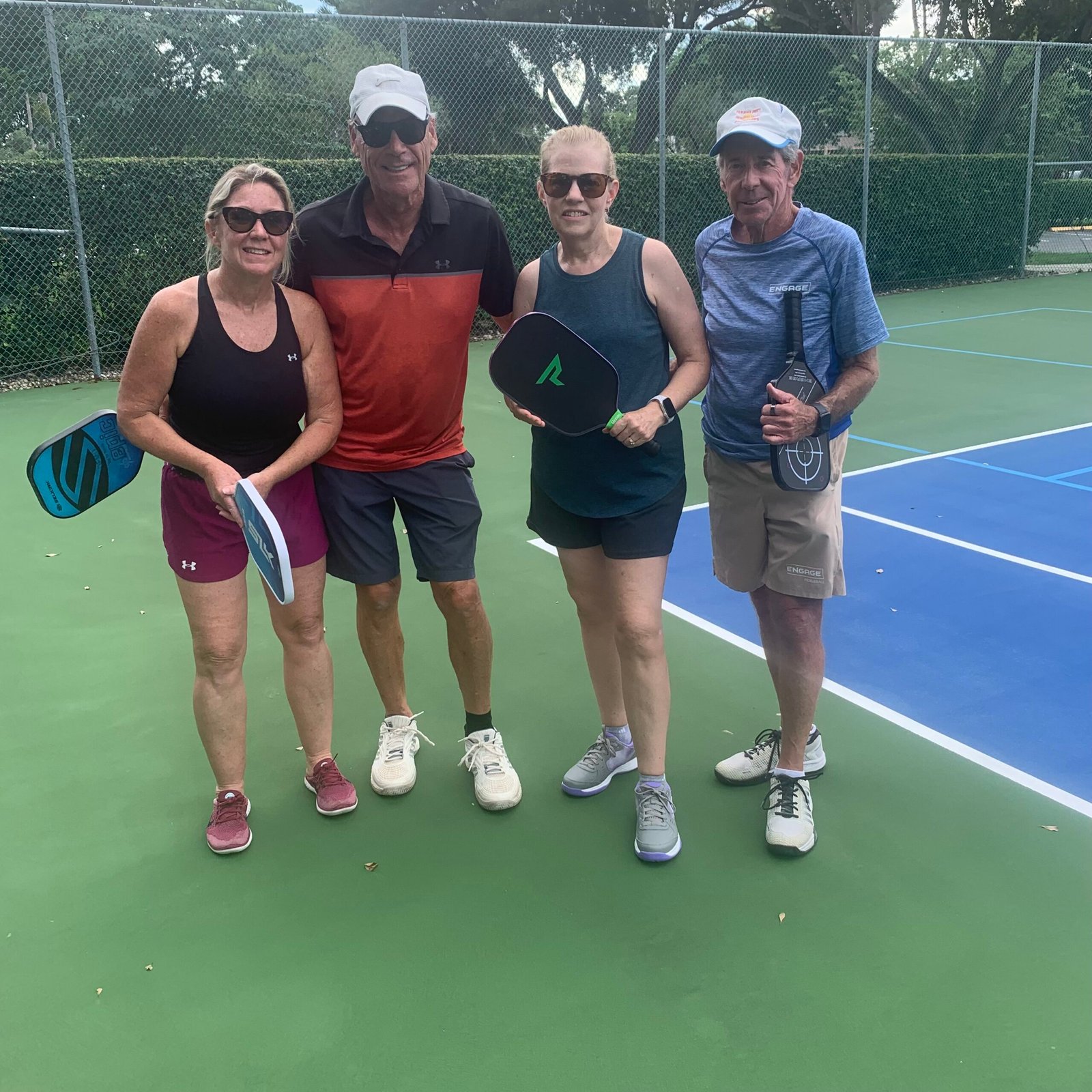 Michelle and friends with Bob after an Advanced Beginners Pickleball Clinic in Delray Beach, Florida