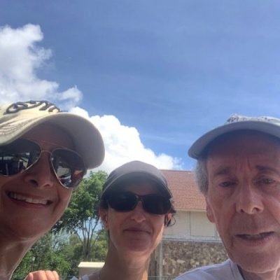 Rachel and Beverly with Bob after a private lesson on Bob's home court in Delray Beach