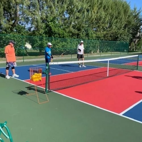 Bob Savar, playing in a pickleball court