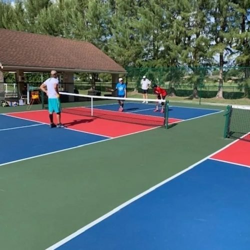 Bob Savar teaching an Intermediate Pickleball Clinic in a community in Delray Beach, FL