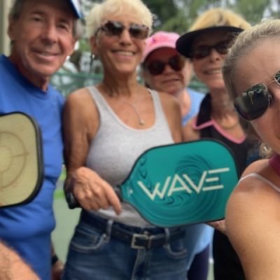 Bob with Jodi, Mindy, Kellie, and Michelle after a beginners pickleball clinic in Delray Beach, FL